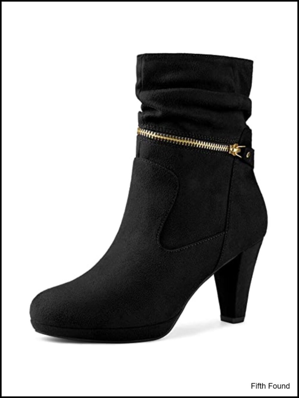 Women's Block Heel Mid Calf Boots Faux Suede Platform